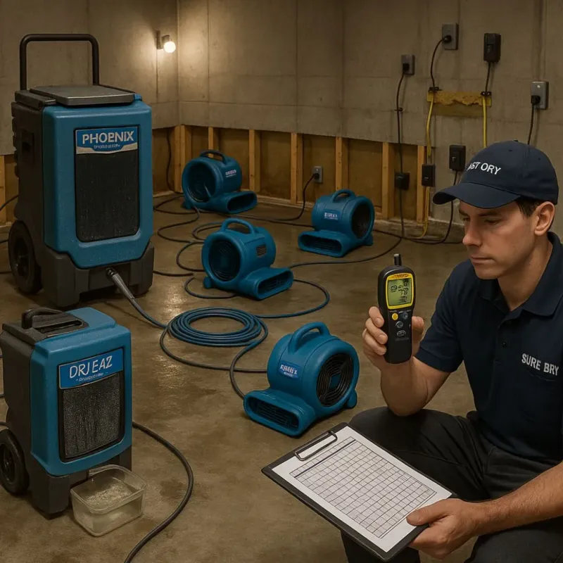 Structural Drying and Dehumidification process in Hampton Manor, NY